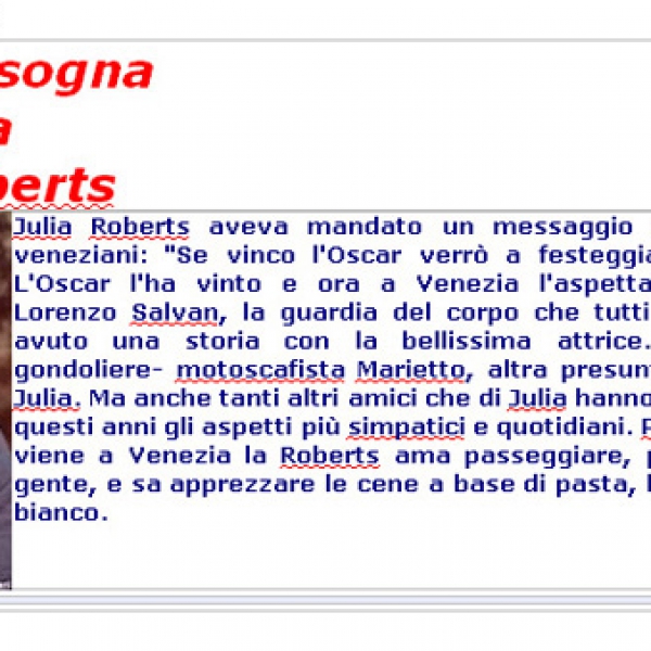 Venezia aspetta Julia Roberts